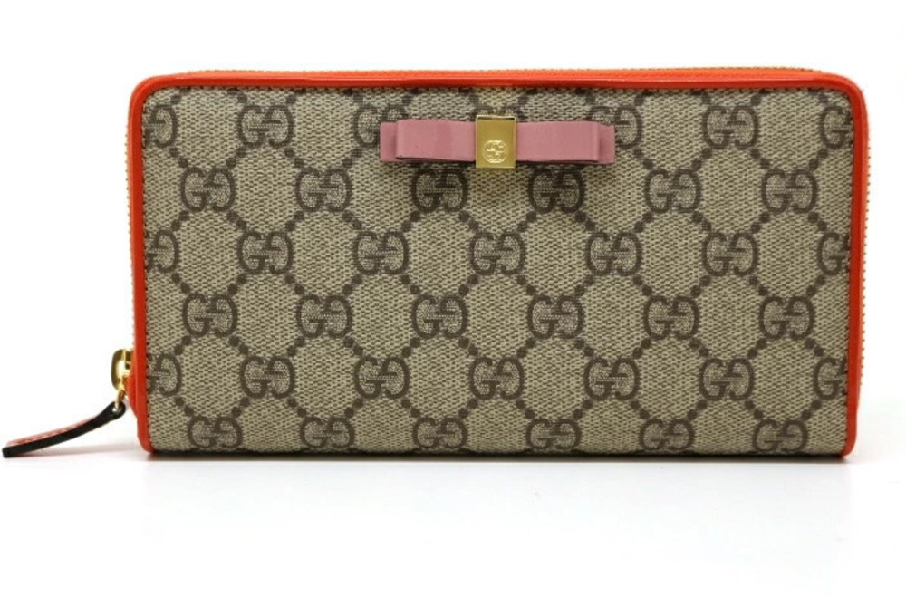 Gucci Guccissima Round Long Wallet Beige Cream Orange
